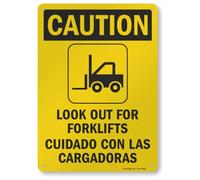 SmartSign Panneau bilingue « Caution - Look Out For Forklifts » en aluminium 25,4 x 35,6 cm