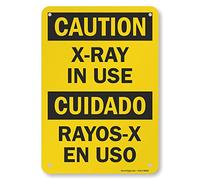 SmartSign Panneau bilingue « Caution - X-Ray in Use » | 17,8 x 25,4 cm en aluminium