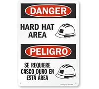 SmartSign Panneau bilingue « Danger - Hard Hat Area » | 25,4 x 35,6 cm en plastique