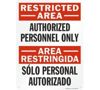 SmartSign Panneau bilingue « Restricted Area - Authorized Personnel Only » | 45,7 x 61 cm en aluminium