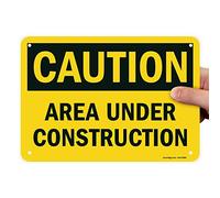 SmartSign Panneau « Caution - Area Under Construction » | 17,8 x 25,4 cm en plastique