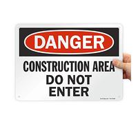 SmartSign Panneau « Danger - Construction Area, Do Not Enter » | 25,4 x 35,6 cm en plastique