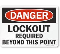 SmartSign Panneau « Danger - Lockout Required Beyond This Point » | 25,4 x 35,6 cm en aluminium