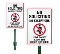SmartSign Panneau de jardin « No Soliciting, No Exceptions - If We Do Not Know You Do Not Bother Us» et kit de piquet de 45,7 cm en aluminium laminé antirouille 40 mm - Rouge, noir et blanc - Lot de 1