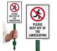 SmartSign Panneau de jardin « Please Keep Off Of The Landscaping » de 25,4 x 17,8 cm et kit de piquet de 45,7 cm en aluminium laminé antirouille, rouge, noir et blanc