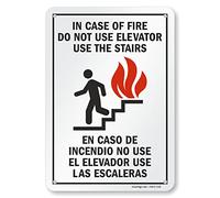 SmartSign Panneau de sécurité « In Case of Fire Do Not Use Elevator » Noir/rouge sur blanc, 10" x 7", Noir/rouge sur blanc., 1
