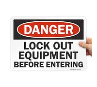 SmartSign Panneau de sécurité OSHA en aluminium, légende « Danger : Lock Out Equipment Before Enter », 25,4 cm de haut x 35,6 cm de large, noir/rouge sur blanc