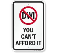 SmartSign Panneau « DWI Prohibited, You Can't Afford It » | 30,5 x 45,7 cm 3M haute intensité en aluminium réfléchissant