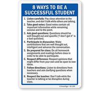 SmartSign Panneau en aluminium avec inscription « 8 Ways to Be A Successful Student » pour salle de classe | 30,5 x 45,7 cm