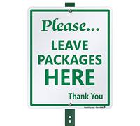 SmartSign Panneau en aluminium avec piquet de 91 cm avec inscription « Please - Leave Packages Here, Thank You » - 25,4 x 30,5 cm