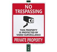 SmartSign Panneau en aluminium, Legend No Trespassing Video Surveillance avec graphique, 30,5 cm de haut x 22,9 cm de large + piquet de 9 m de haut, noir/rouge sur blanc par Lyle