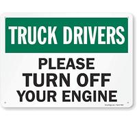 SmartSign Panneau en aluminium, Legend « Truck Drivers Please Turn Off Your Engine », 25,4 cm de haut x 35,6 cm de large, Noir/vert sur blanc