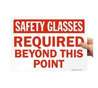 SmartSign Panneau en aluminium, légende « Safety Glasses Required Beyond this point », 25,4 cm de haut x 35,6 cm de large, rouge sur blanc