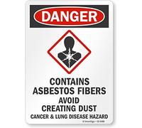 SmartSign Panneau en plastique « Danger - Contient de l'amiante Fibers, avoid Creating Dust, Cancer & Lung Disease Hazard » 17,8 x 25,4 cm