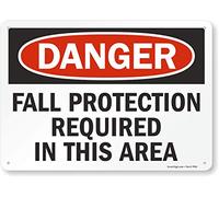 SmartSign Panneau en plastique « Danger - Fall Protection required In This Area » - 25,4 x 35,6 cm