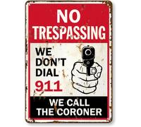 SmartSign Panneau humoristique « We Don't Dial 911, We Call The Coroner » avec graphique de pistolet, aluminium laminé antirouille 40 mm, rétro, vintage, multicolore