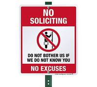 SmartSign Panneau « No Soliciting for Yard with Pike, No Excuses », Do Not Bother Us If We Do Not Know You », Plaque Métal - 30,5 x 25,4 cm - En aluminium - Résistant à la rouille et aux intempéries