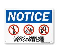 SmartSign Panneau « Notice - Alcohol, Drug, Weapon Free Zone » | 25,4 x 35,6 cm en plastique