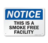 SmartSign Panneau « Notice - This Is A Smoke Free Facility » | 17,8 x 25,4 cm en aluminium