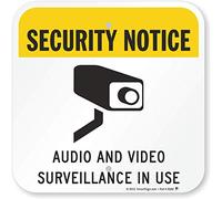 SmartSign Panneau « Security Notice - Audio and Video Surveillance in Use » | Aluminium 30,5 x 30,5 cm