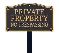 SmartSign Plaque de déclaration GardenBoss « Private Property, No Trespassing » | Plaque en aluminium de 14,6 x 24,1 cm avec piquet de pelouse noir de 45,7 cm