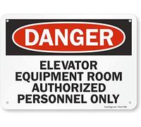 SmartSign - U9-2182-NP_7x10 Panneau « Danger - Elevator Equipment Room, Authorized Personnel Only » | 17,8 x 25,4 cm en plastique noir/rouge sur blanc