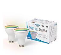 Smartspec Ampoule Connectée LED Pack de 2, WiFi 2,4 GHz, GU10, Multicolore Changeante, Compatible Alexa, Google Home et Apple HomeKit, Maison Connectée, Dimmable