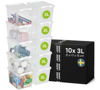 SmartStore - 10x Boîte de Rangement Plastique avec Couvercle Classic 3L (21x17x15cm) | Empilable et de Qualité Alimentaire | Boîte Plastique avec Couvercle & Coins Renforcés | Garantie 10 Ans