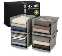 SmartStore 4x Panier de Rangement Empilable 18L Vinter Sage avec Poignées | 35x37,5x23 cm Empilable | Tour de Rangement Vertical | Organisateur Penderie Placard | Plastique Recy arantie 10 Ans