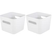 SmartStore | Boîte de rangement Carré L 4,7 L | Blanc | Organisateur de cuisine, salle de bain, bureau, réfrigérateur | Apte alimentaire et sans BPA | Garantie 10 ans | L20 x W20 x H16 cm (Lot de 2)