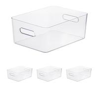 SmartStore Boîte de Rangement Grande Taille | Compact L | Plastique Scandinave | Empilable | Transparent (Lot de 4)