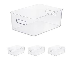 SmartStore Boîte de Rangement Grande Taille | Compact L | Plastique Scandinave | Empilable | Transparent (Lot de 4)