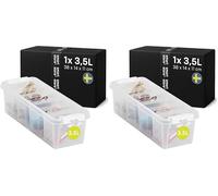 SmartStore - Boîte de Rangement Plastique avec Couvercle Classic 3,5L (38x14x11cm) | Empilable et de Qualité Alimentaire | Boîte Plastique avec Couvercle & Coins Renforcés | Garantie 10 Ans (Lot de 2)