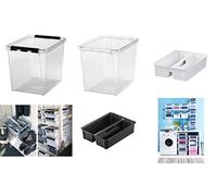 SmartStore Boîte de rangement CLASSIC 25 L – transparente avec couvercle à clips blancs