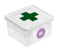 SmartStore Boîte Premiers Secours - Deco 12 - Boîte de Rangement en Plastique Transparente - avec Couvercle à Clips - avec Compartiments - Rangement Facil et Pratique - Blanc/Transparent