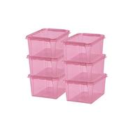 SmartStore - Colour 31 L - Lot de 6 Boîtes de Rangement - Rose Transparent - 50 x 39 x 26 cm - 31l - Plastique