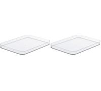 SmartStore Couvercle Boîte Rangement Compact M, Medium | Plastique Transparent | Fabriqué en Finlande | Empilable et Polyvalent | Sans BPA | 29x20x2,5 cm (Lot de 2)