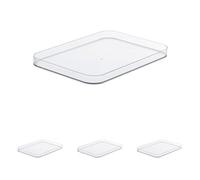 SmartStore Couvercle Boîte Rangement Compact M, Medium | Plastique Transparent | Fabriqué en Finlande | Empilable et Polyvalent | Sans BPA | 29x20x2,5 cm (Lot de 4)