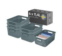 SmartStore Essence Grand panier de rangement avec poignées 6x 11,4 L Gris | Boîte de rangement organisateur en plastique recyclé pour salle de bain, buanderie, cuisine, garantie 10 ans