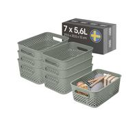 SmartStore Essence Panier de rangement moyen avec poignées 7x 5,6 L Vert | Boîte de rangement organisateur en plastique recyclé pour salle de bain, buanderie, cuisine, garantie 10 ans