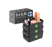 SmartStore Panier de Rangement 3× 5.3 L | Petite boite de rangement pour étagères, salle de bain, bureau | Rangement Multiusage en plastique recyclé avec Garantie de 10 ans | Bleu L29.5 ×W19.5 ×H12 cm