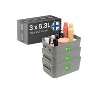 SmartStore Panier de Rangement 3× 5.3 L | Petite boite de rangement pour étagères, salle de bain, bureau | Rangement Multiusage en plastique recyclé avec Garantie de 10 ans | Vert L29.5 ×W19.5 ×H12 cm