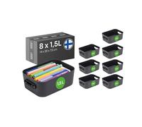 SmartStore Panier de Rangement 8× 1.5 L | Petite boite de rangement pour étagères, salle de bain, bureau | Rangement Multiusage en plastique recyclé avec Garantie de 10 ans | Bleu L20 x W14 x H7,5 cm