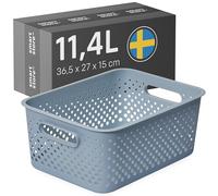 SmartStore Panier de Rangement avec Poignées 11,4L bleu | 36,5x27x15cm | Boite plastique 95 % recyclé, organisateur et petite corbeille pour tiroir, étagère, placard, cuisine et salle de bain