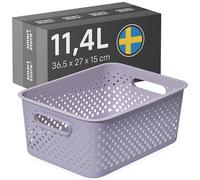 SmartStore Panier de Rangement avec Poignées 11,4L lavande | 36,5x27x15cm | Boite plastique 95 % recyclé, organisateur et petite corbeille pour tiroir, étagère, placard, cuisine et salle de bain
