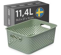 SmartStore Panier de Rangement avec Poignées 11,4L vert | 36,5x27x15cm | Boite plastique 95 % recyclé, organisateur et petite corbeille pour tiroir, étagère, placard, cuisine et salle de bain