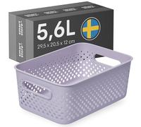 SmartStore Panier de Rangement avec Poignées 5,6L lavande | 29,5x20,5x12cm | Boite plastique 95 % recyclé, organisateur et petite corbeille pour tiroir, étagère, placard, cuisine et salle de bain