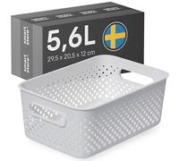 SmartStore Panier de Rangement avec Poignées Blanc 5,6L (29,5x20,5x12cm) I Panier en Plastique Recyclé I Essence M Boîte de Rangement I Boîtes avec 10 Ans de Garantie