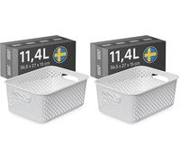 SmartStore Panier de Rangement avec Poignées en blanc 11,4L (36,5x27x15cm) I Panier de Rangement en Plastique Recyclé I Essence L Boîte de Rangement I Boîtes de Rangement avec 10 Ans de Garantie