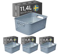 SmartStore Panier de Rangement avec Poignées en bleu 11,4L (36,5x27x15cm) I Panier de Rangement en Plastique Recyclé I Essence L Boîte de Rangement I Boîtes de Rangement avec 10 Ans de Garantie